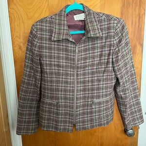 Petite Sophisticate Plaid Women's Wool Blend Jacket size 12P